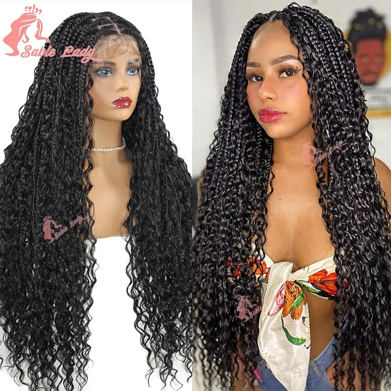 

Synthetic Boho Box Braid Wigs Long Bohemian Braided Wigs for Black Women Twisted Braids Full Lace Braided Wigs with Baby Hair