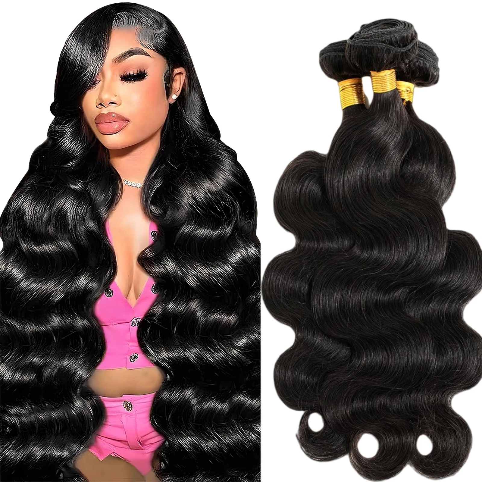 

Объемная волна человеческих волос 1 3 пучка 12А Пучки человеческих волос 100% необработанные бразильские девственные человеческие волосы Натуральный цвет