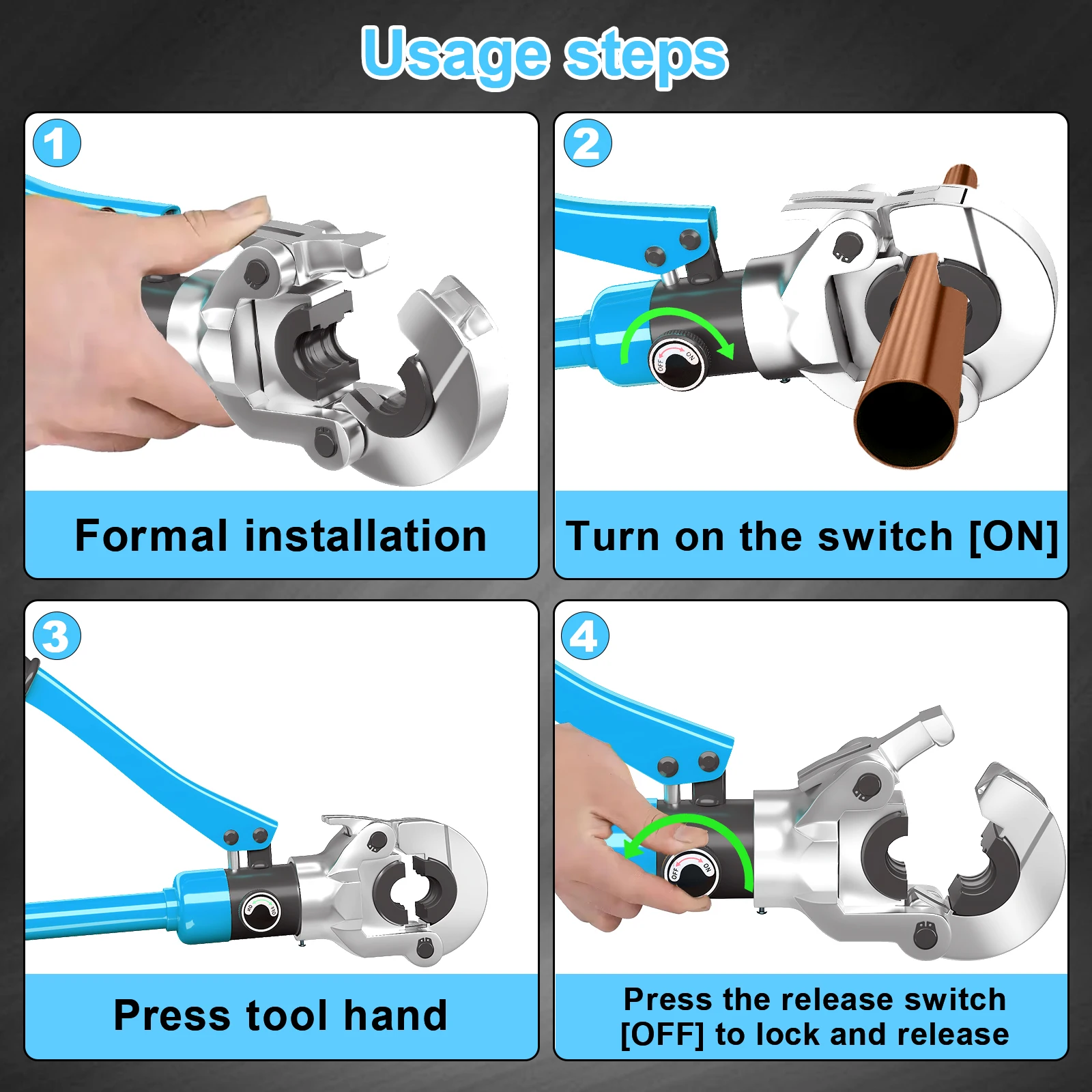 أداة العقص الهيدروليكية من النوع TH مع قوة لقط 360 درجة ° رأس دوار لأداة تجعيد أنابيب الحديقة الصناعية المنزلية #2