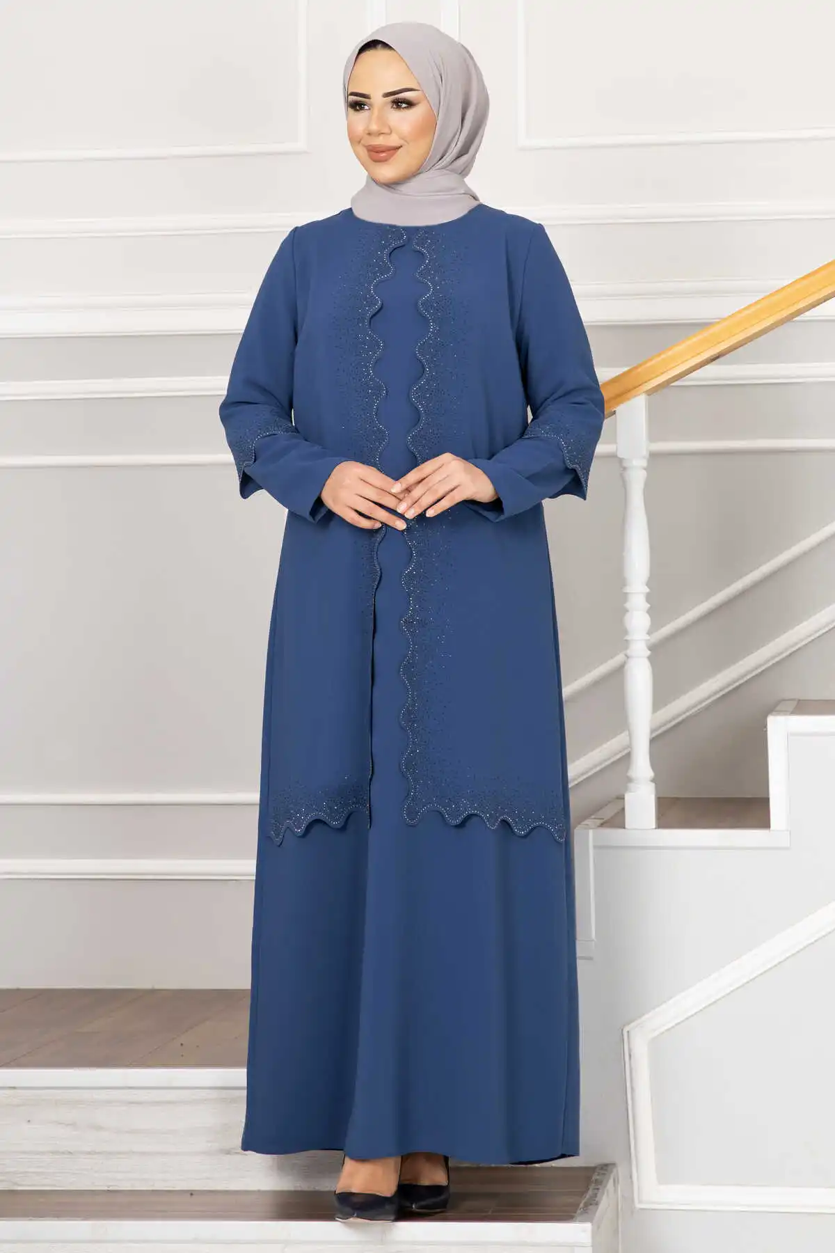 Vestido hijab ondulado feminino, muçulmano turco, vestido longo, conjuntos Abaya Turkey, túnica islâmica, moda de Dubai, Abaya casual, 2023, 2023