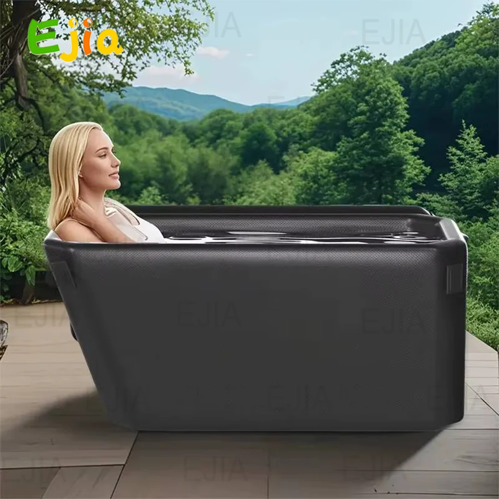 Inflatable Reclining Ice Bath Tub  Athletes Water Chiller Compatible Ergonomic Cold Plunge Tub for Recovery with  Lid Pump