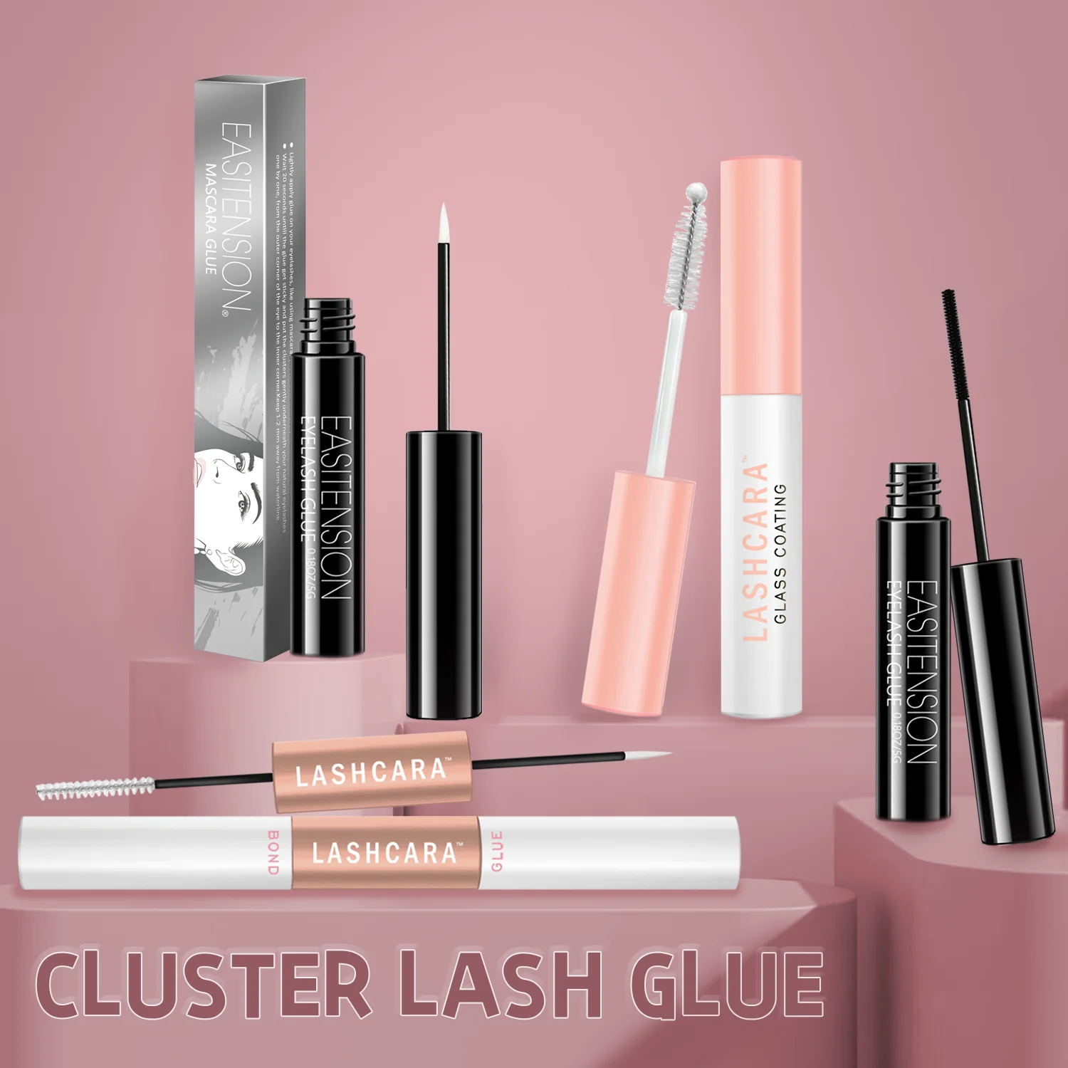 EASITENSION Long Lasting Cluster Glue Eyelash Glue Eyelash Clusters Brush On Eyelash Glue PestañAs Postizas Pegamento