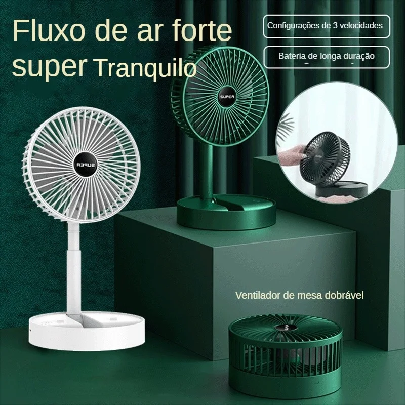 Mini Rechargeable Telescopic Fan - Portable Electric with Phone Holder for Camping and Home Use