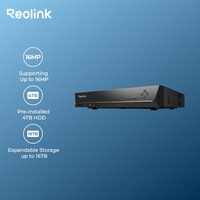 Reolink 16CH Surveillance System 4K 12MP PoE NVR Network Video Recorder 4TB HDD Human/Car Detection for 8MP Security IP Cameras