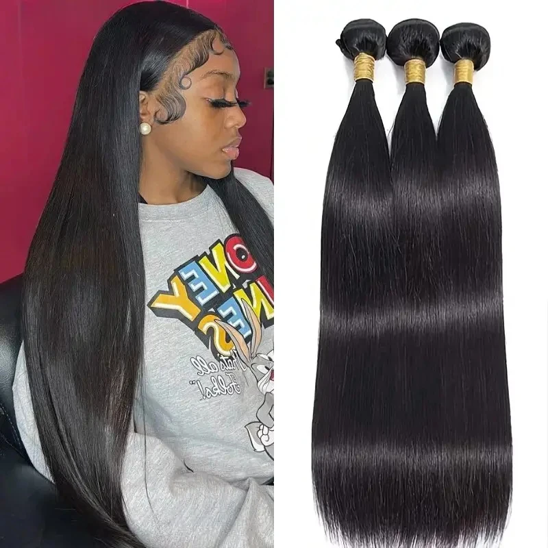 1/3/4 Brazilian Straight Hair Weave Bundles Natural Color Weft 100% Human Hair 8 - 28 30 32 Inch Remy Hair Extensions