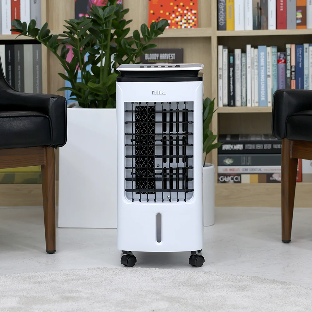 رينا-مبرد هواء بجهاز تحكم عن بعد للأعمال المنزلية والمكتبية ، مؤقت دوار ، عجلة متحركة ، عبوة ثلج رياح باردة بالطاقة ، مبردان ، 4 لترات