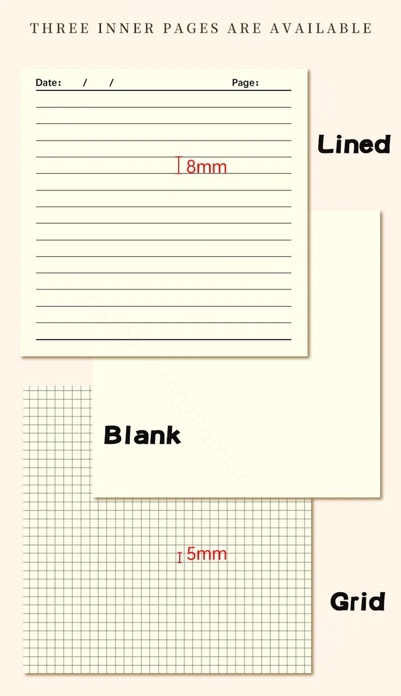 Quadratisches Notizbuch und Tagebuch Notizblock Tagebuch Agenda Planer ausgekleidet/Gitter/leeres Schreibpapier für Back to School Bürobedarf 150mm – Detail 8