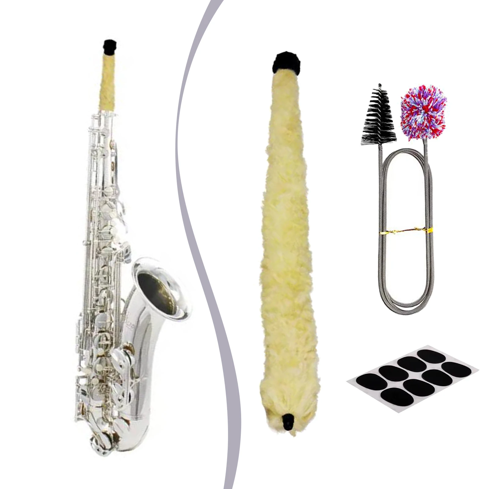 Saxofoonreinigingsset Siliconen mondstukpads Borstelreinigingsgereedschap Sax Cleaner Onderhoudsset voor houtblazers