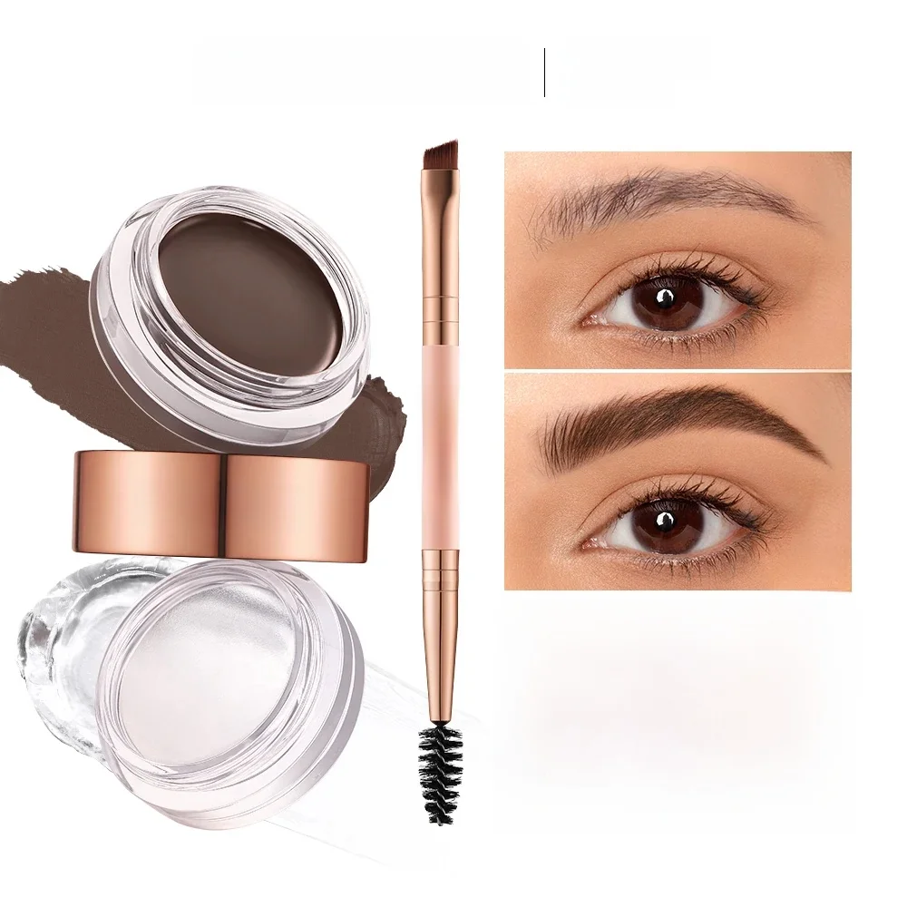 O.TWO.O-EyebloggPomade Brow Gel, Avertissement 2 en 1, Imperméable, Longue Durée, Crémeux, Bergame Eye Brow Tint Enhancers, Cosmétiques, Maquillage