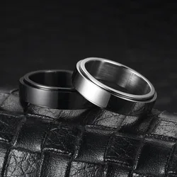 Anti Stress Rotating Couple Rings For Lovers Smooth Stainless Steel Knuckle Anti Anxiety Ring Fidget Spinner Anillo Antiestres
