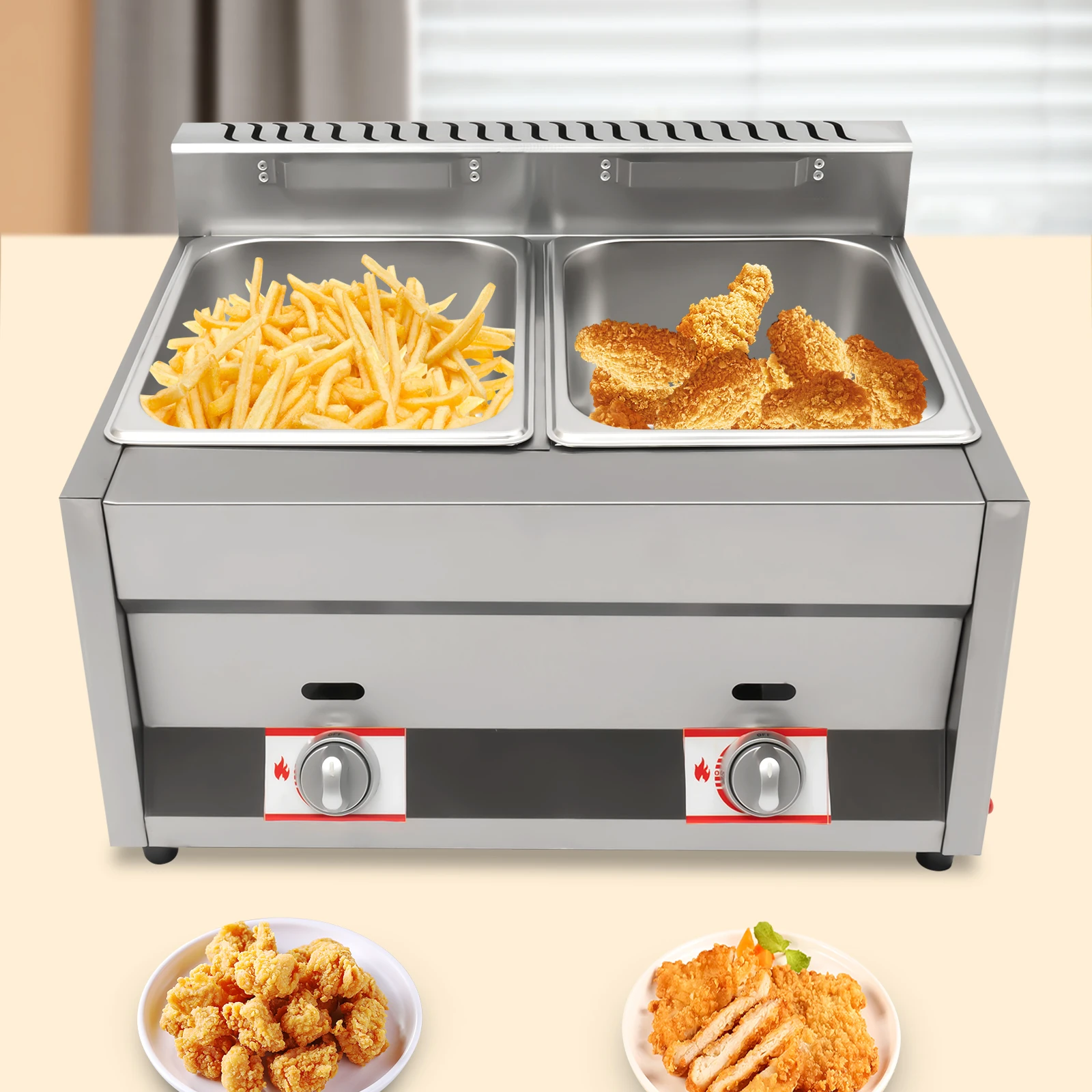 Коммерческая настольная газовая фритюрница на 12 л, фритюрница с 2 крыльями, пропановая нержавеющая сталь для супермаркетов, отелей, столовых приборов, ресторанов