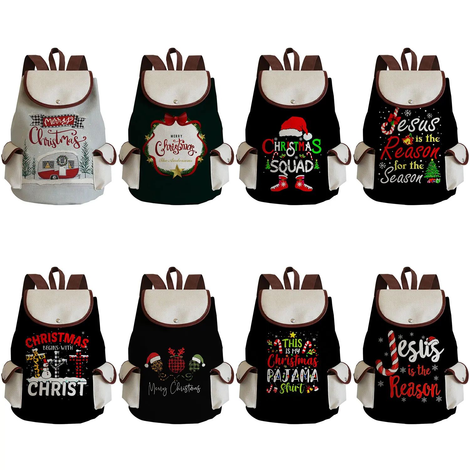 Santa Claus Women's Backpack Fashion High Capacity Backpack Girls Letter Drawstring Christmas Backpacks For Students Portable