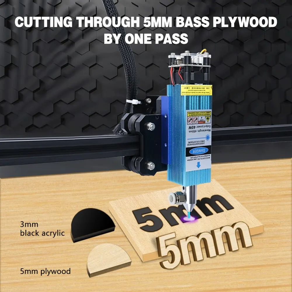 450nm 40W TTL 모듈 조정 가능한 초점 레이저 헤드, CNC 레이저 조각기 커터 목공 도구 및 액세서리 레이저 절단