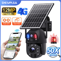 SHIWOJIA 50X ZOOM 12MP 4G Sim Solar Camera Outdoor 360° Wireless WIFI Battery Security Cameras Solar Panel PIR Night Vision