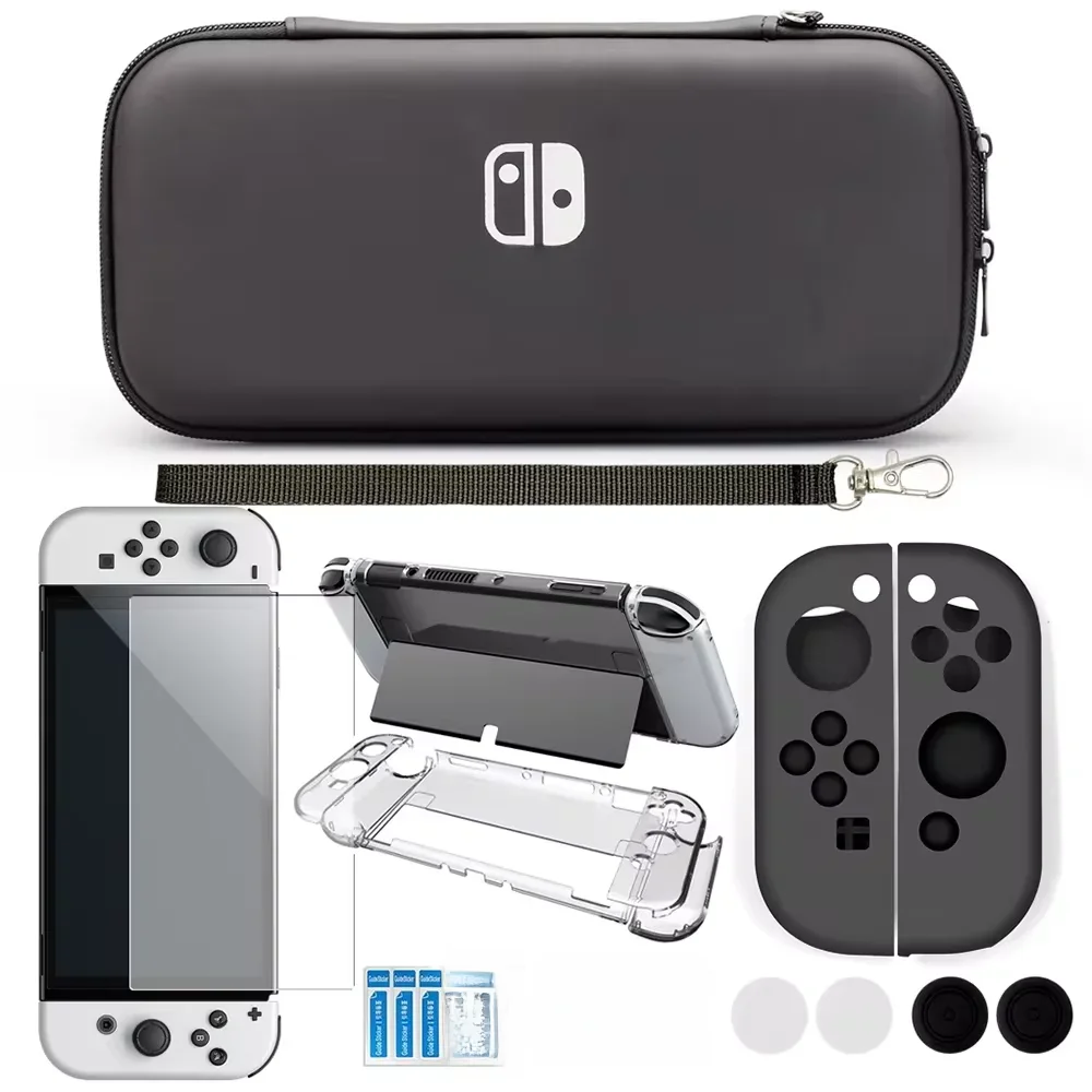 Para nintendo switch oled caso pacote pacote saco kit de acessórios do jogo escudo duro saco de