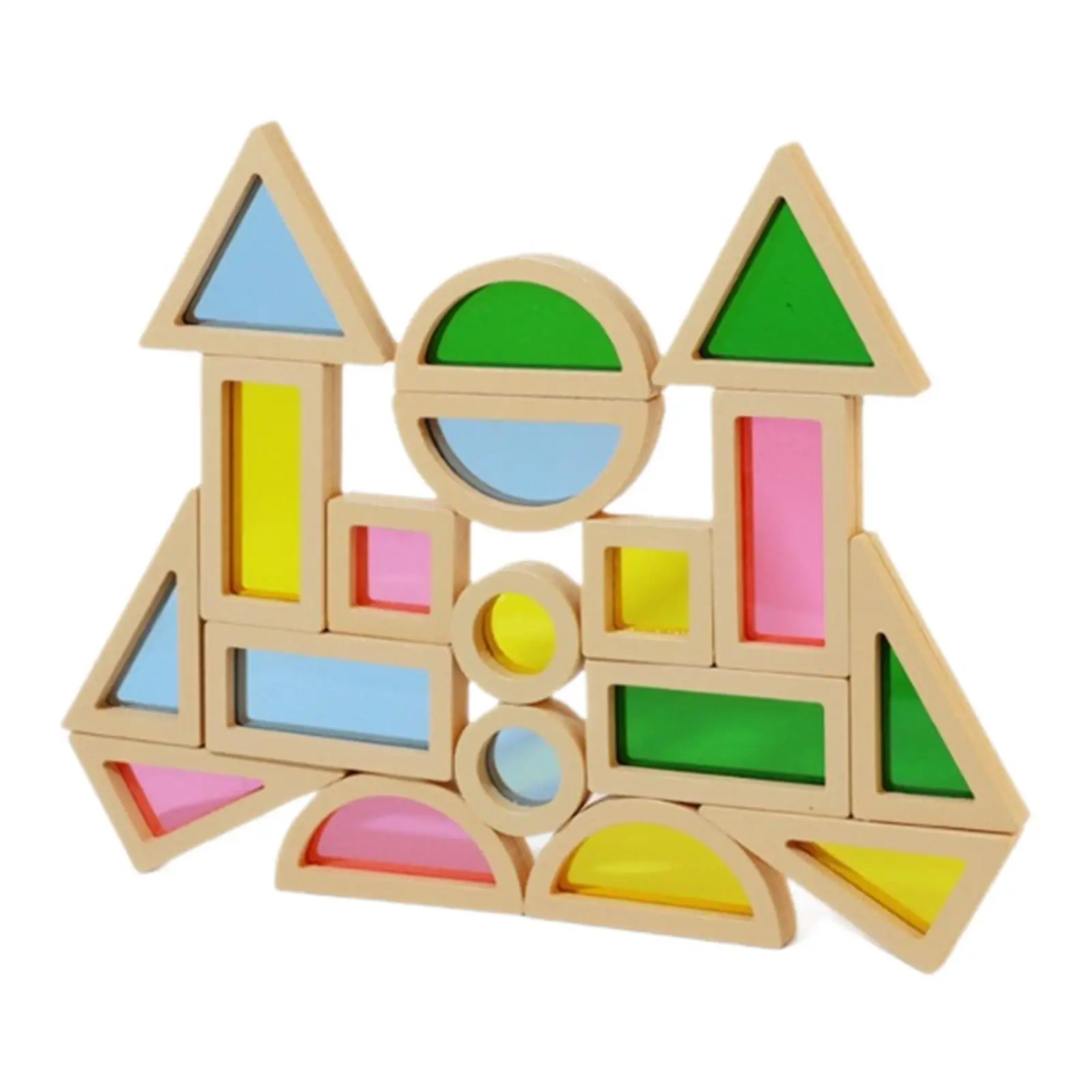 24 Uds. Bloques de construcción apilables de madera juguete sensorial geométrico Color colorido juguete de Aprendizaje Temprano para juego de padres e hijos