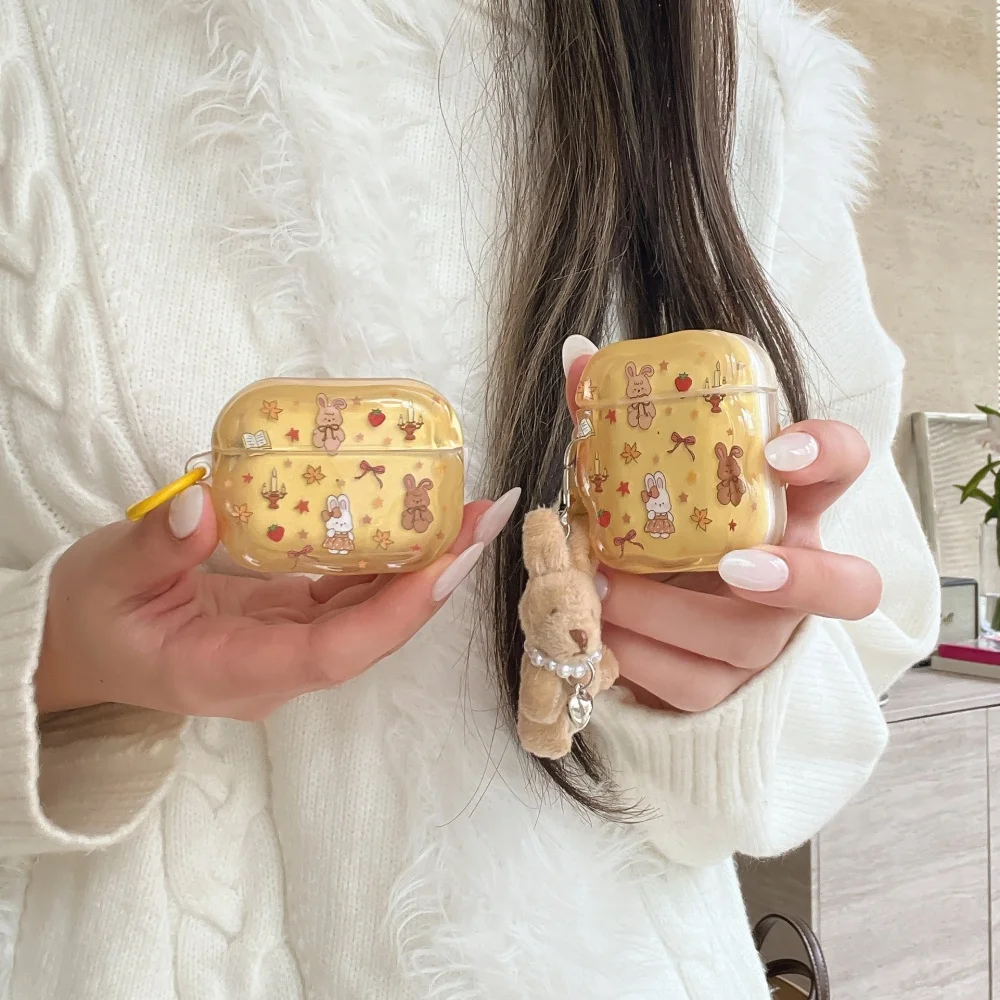 

Cute and beautiful autumn bunny headphone protective case, suitable for AirPods 4/3/2 Pro/2/4, new shockproof protective case