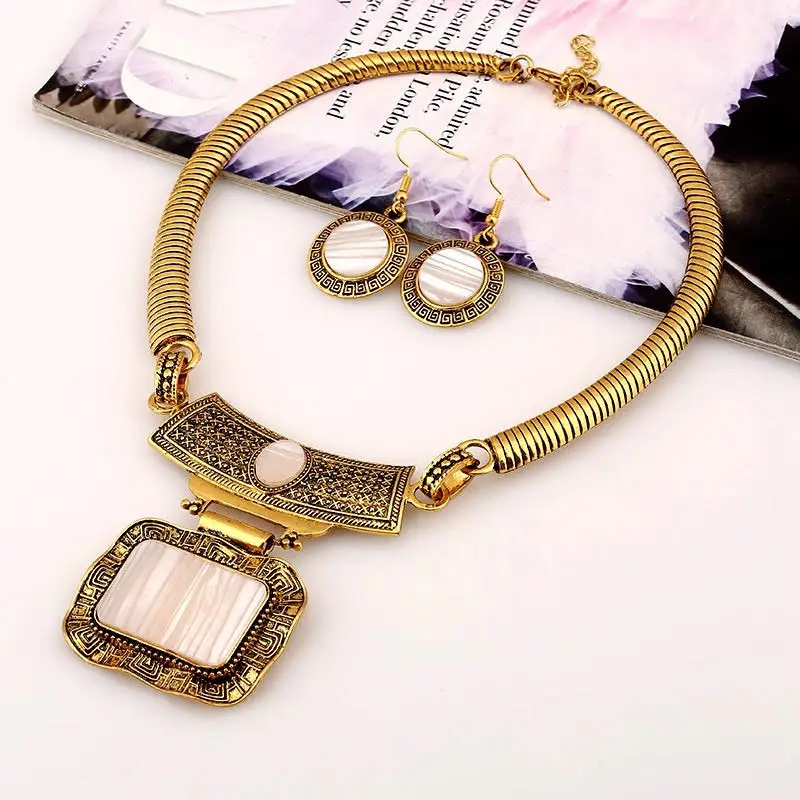 

Golden Serenity Vintage Necklace & Earrings Set