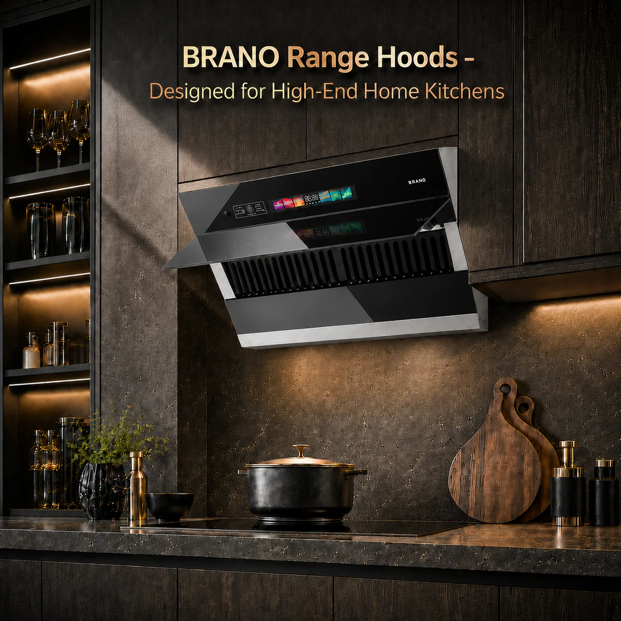 Brano 36-Inch 900 CFM Under Cabinet Range Hood with Voice, Gesture, Touch Control, LED Light, Stainless Steel