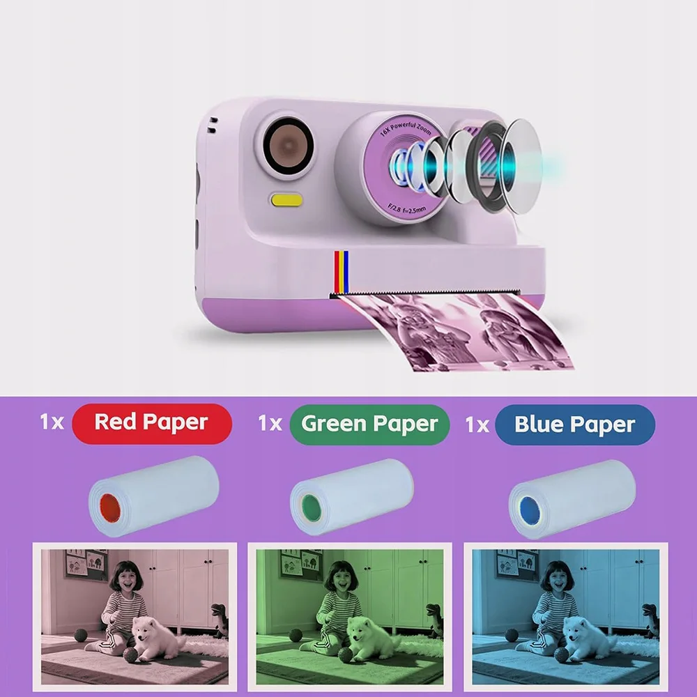Kinderkamera Hochwertige Fotografie-Kamera für Kinder 1080P HD Dual-Selfie Sofortdruck Mit Druckpapier für Geburtstagsgeschenke – Detail 1