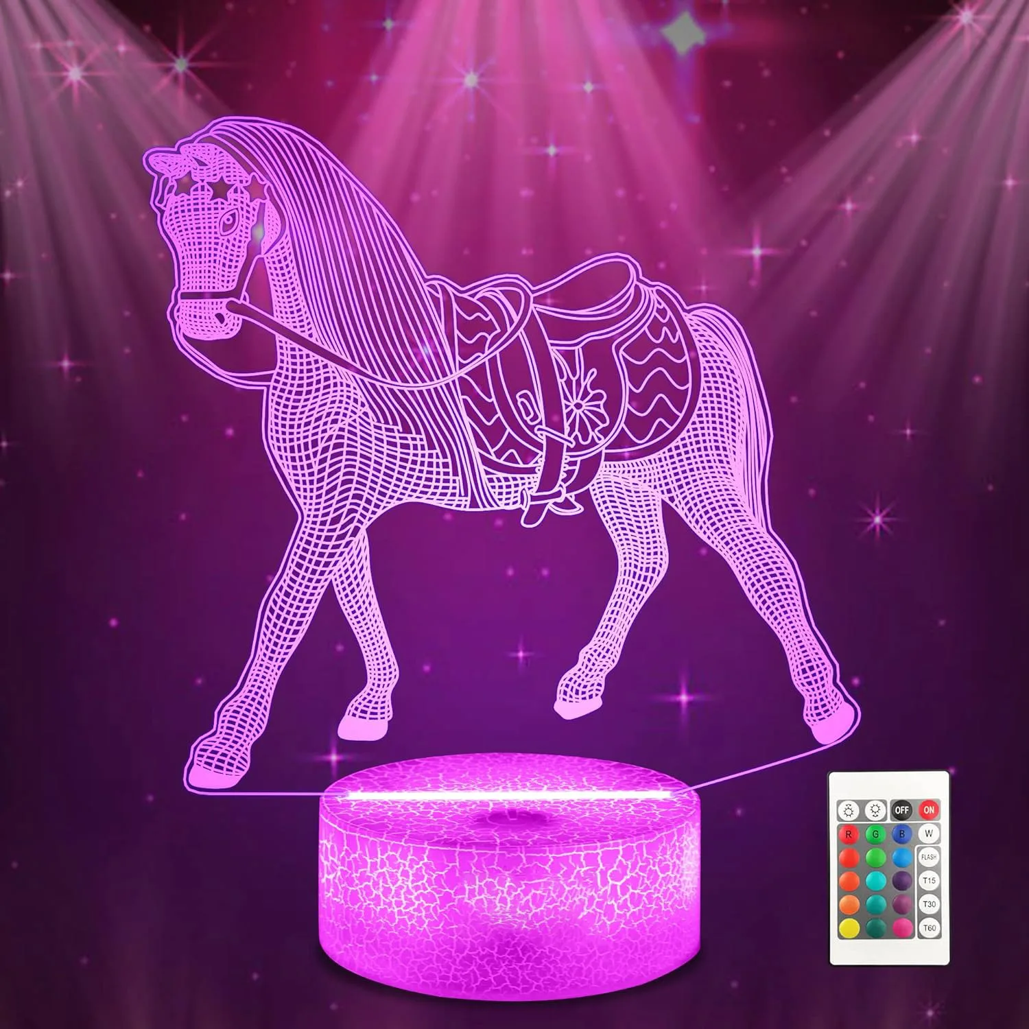 NEW Animal Horse 3D Night Lamp Children Bedroom Decor Desk Setup Zodiac Horse Bedside Light for Christmas Birthday Gift