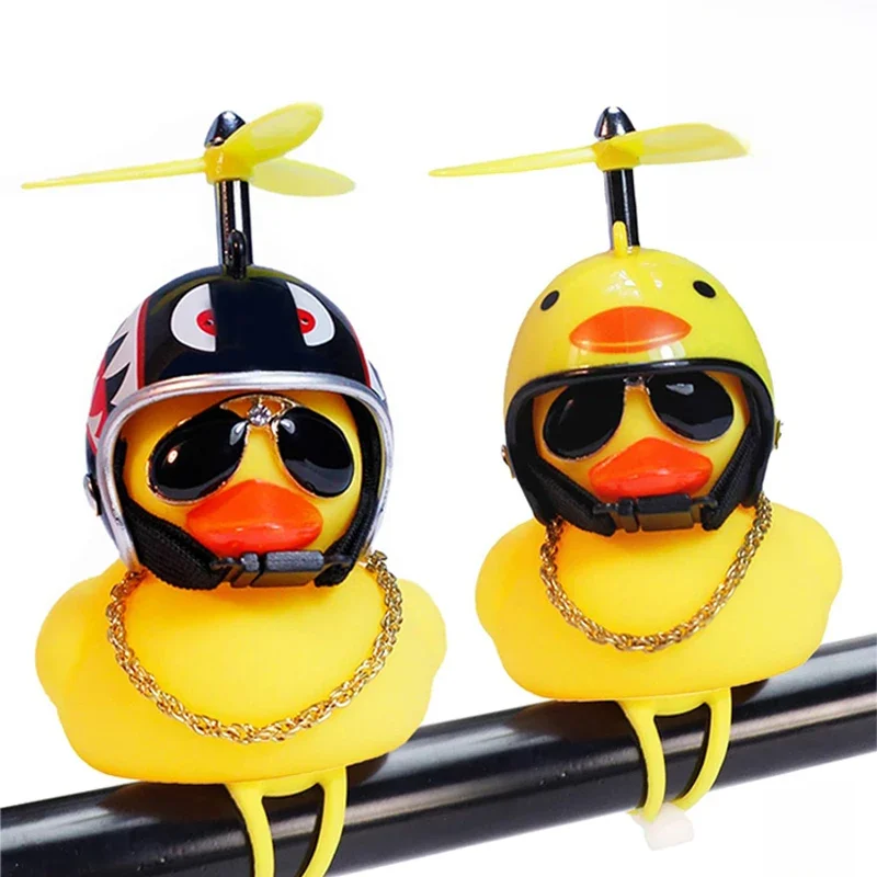 AliExpress Rubber Yellow Duck Bike Bell with Lights Kids Cute Bike Horn Bicycle Lovely Propeller Helmet Bicycle