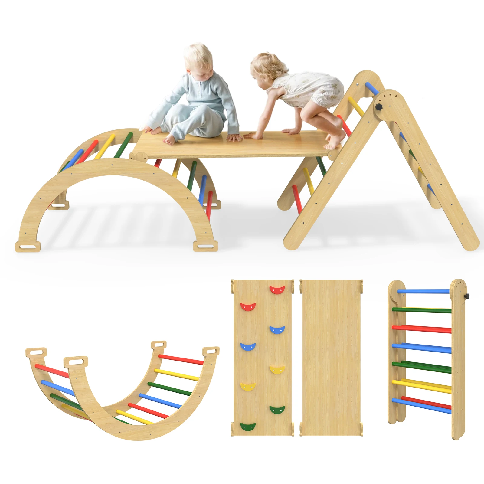 

5 in 1 Pikler Triangle Set-Rainbow