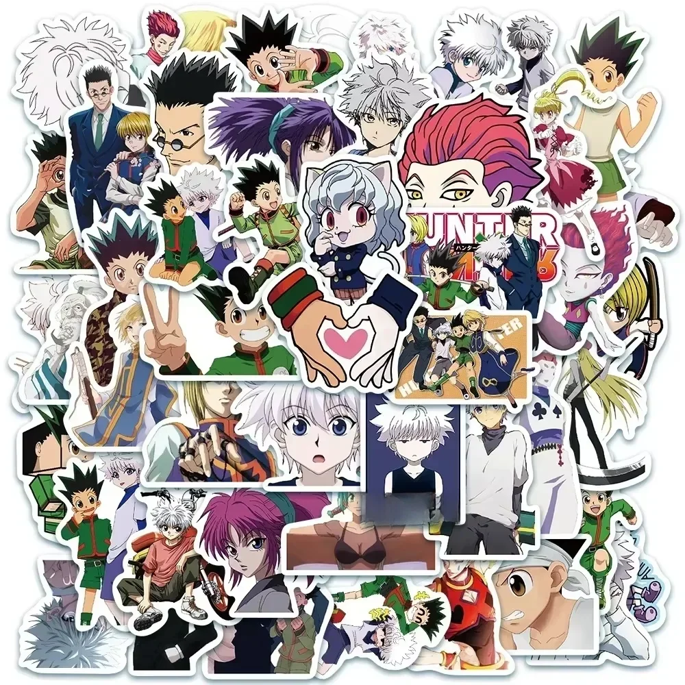 Pack d'autocollants Hunter X Hunter Anime, 50 pièces, décoration de personnage de dessin animé, peau d'ordinateur portable, coque de téléphone étanche, autocollants mignons, jouets pour enfants
