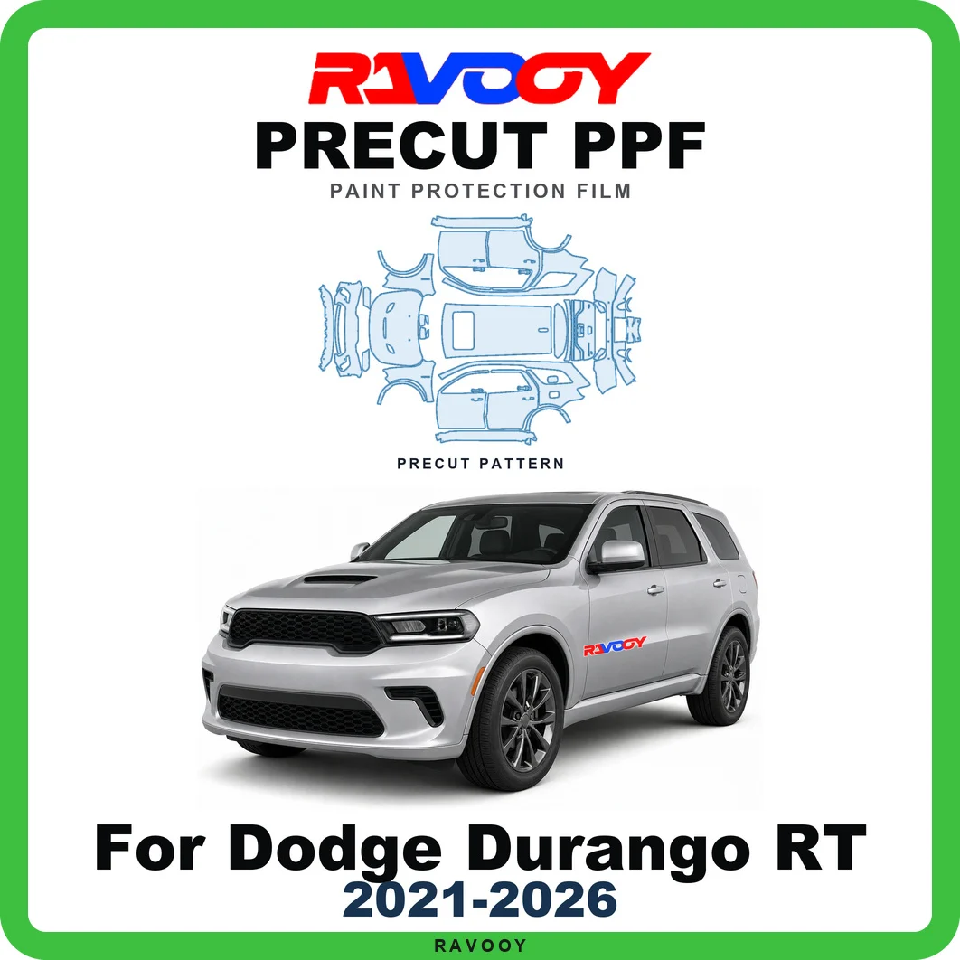 Precut PPF For Dodge Durango RT 2021-2026 8.5mil TPU Paint Protection Film Hood Bonnet Bumper Headlight Self-Healing Clear Kit