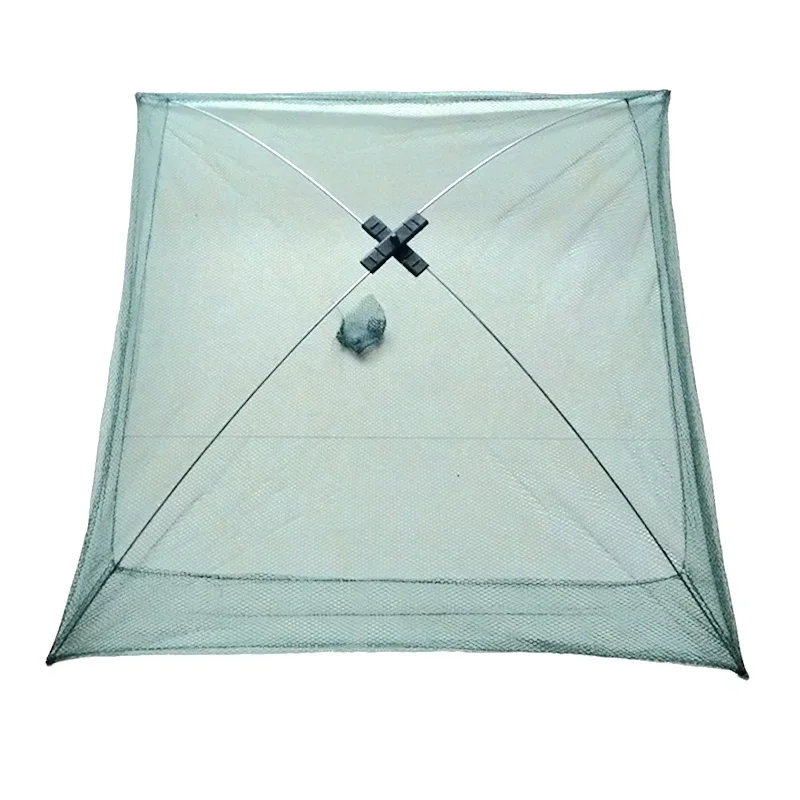 60CM Klapp Fischernetz Fisch Garnelen Minnow Krabben Köder Guss Mesh Falle Dip Lift Net Heben Fang