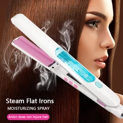 Steam Hair Straightener Salon Ceramic Vapor Ionic Flat Iron Straightening for Woman 2 in 1 Hair Straight and Curler