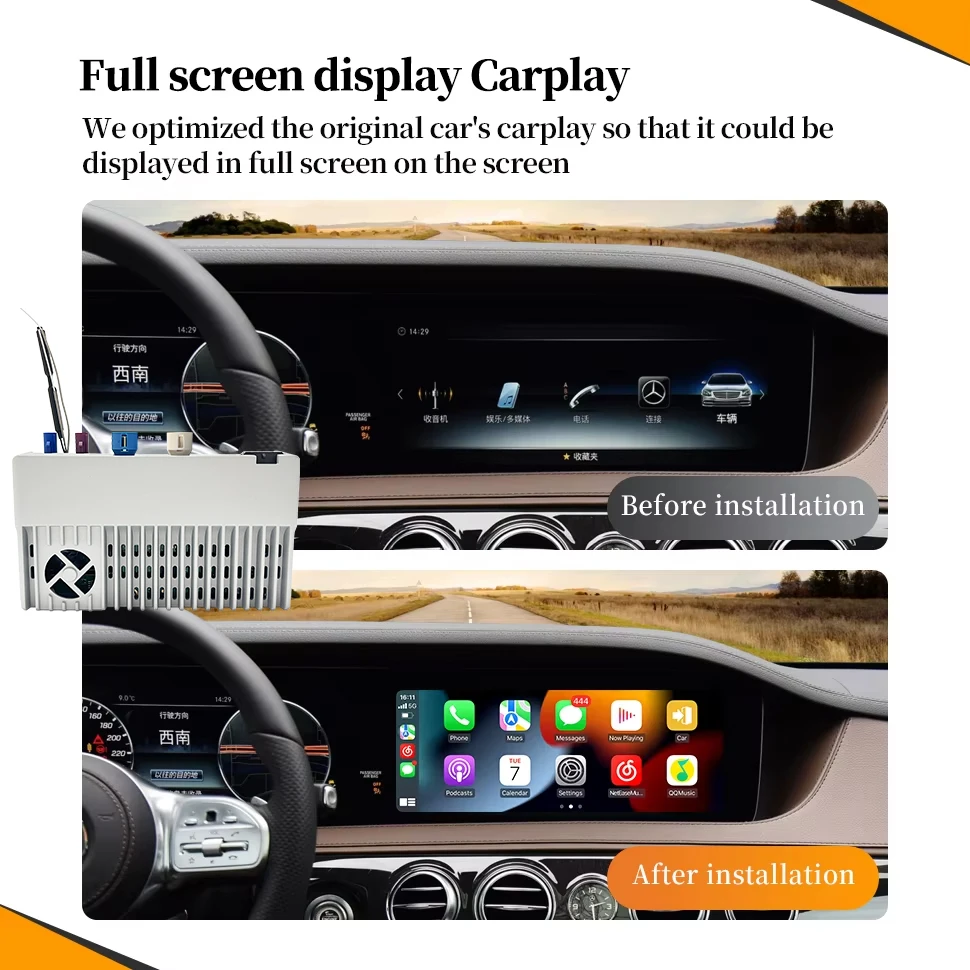 

Hualingan for Mercedes W222 NTG5 CarPlay Wireless Adapter Android System Android Auto Mirror to 12.3 Touch Screen Netflix WiFi