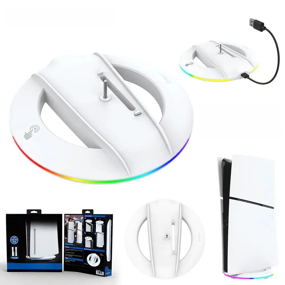 Support vertical RVB pour console PS5 Slim, base LED stable, support de jeu, disque mince, version numérique
