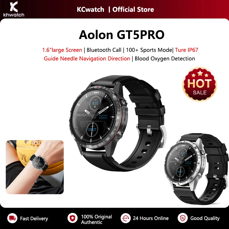 KHwatch Uomo Orologi 1.6 "Grande schermo Chiamata Bluetooth 100+ modalità sportive IP67 Orologi sportivi impermeabili 340mAh per ragazzo adolescente GT5PRO
