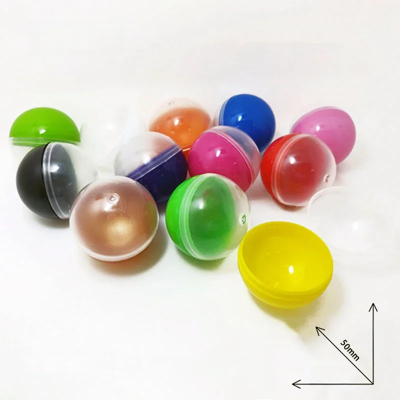 Capsules en plastique PP de 50mm de diamètre, jouet boule ronde, couleurs mélangées, pour distributeur automatique, conteneur africain, coquille, cadeau pour enfants, nouveau, 100 pièces/lot