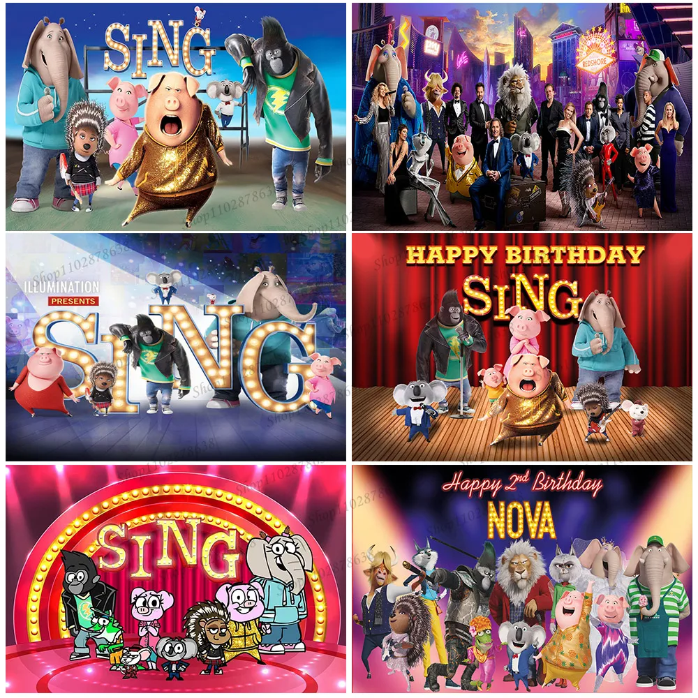 Sing 2 Movie Backdrop Children Birthday Party Singing Competition Decorations Background Sound Animal The Red Stage Banner