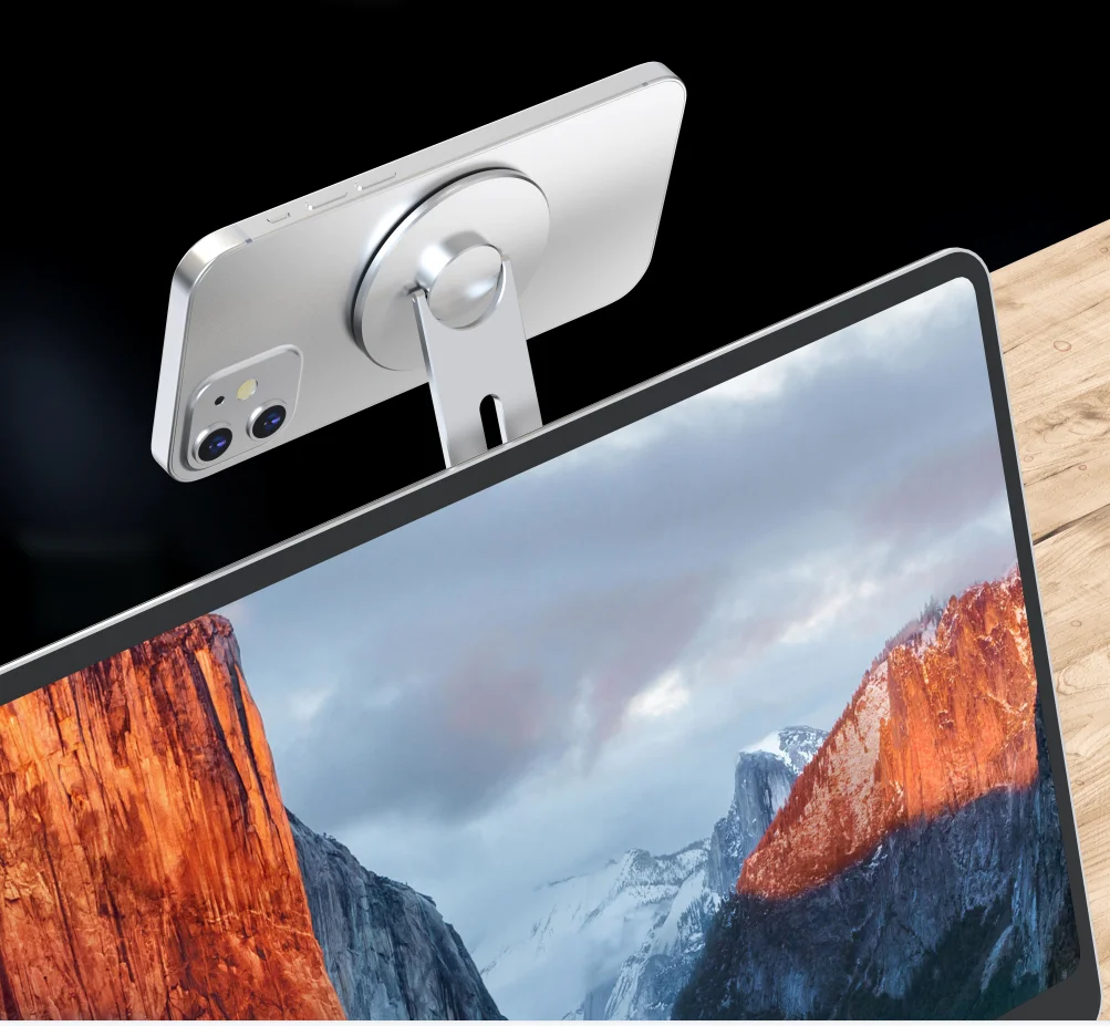 

Aluminum Alloy magnetic phone holder for iphone 12/13/14 series side mount for macbook continuity camera mount for ios 16