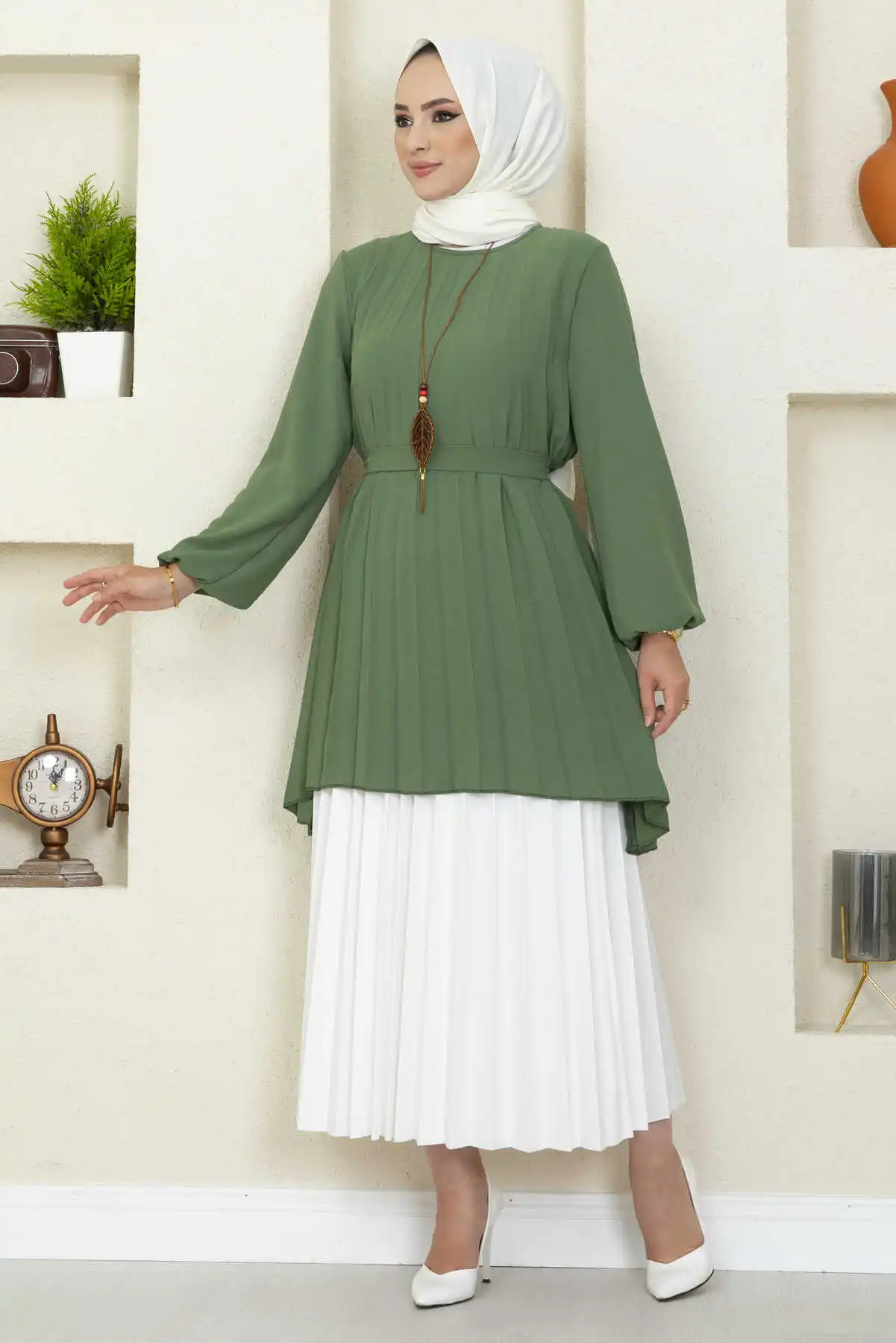 Vestido de manga comprida feminino túnica, véus plissados, hijab muçulmano, islâmico e elegante, camisa vintage, Dubai e Turquia, verão