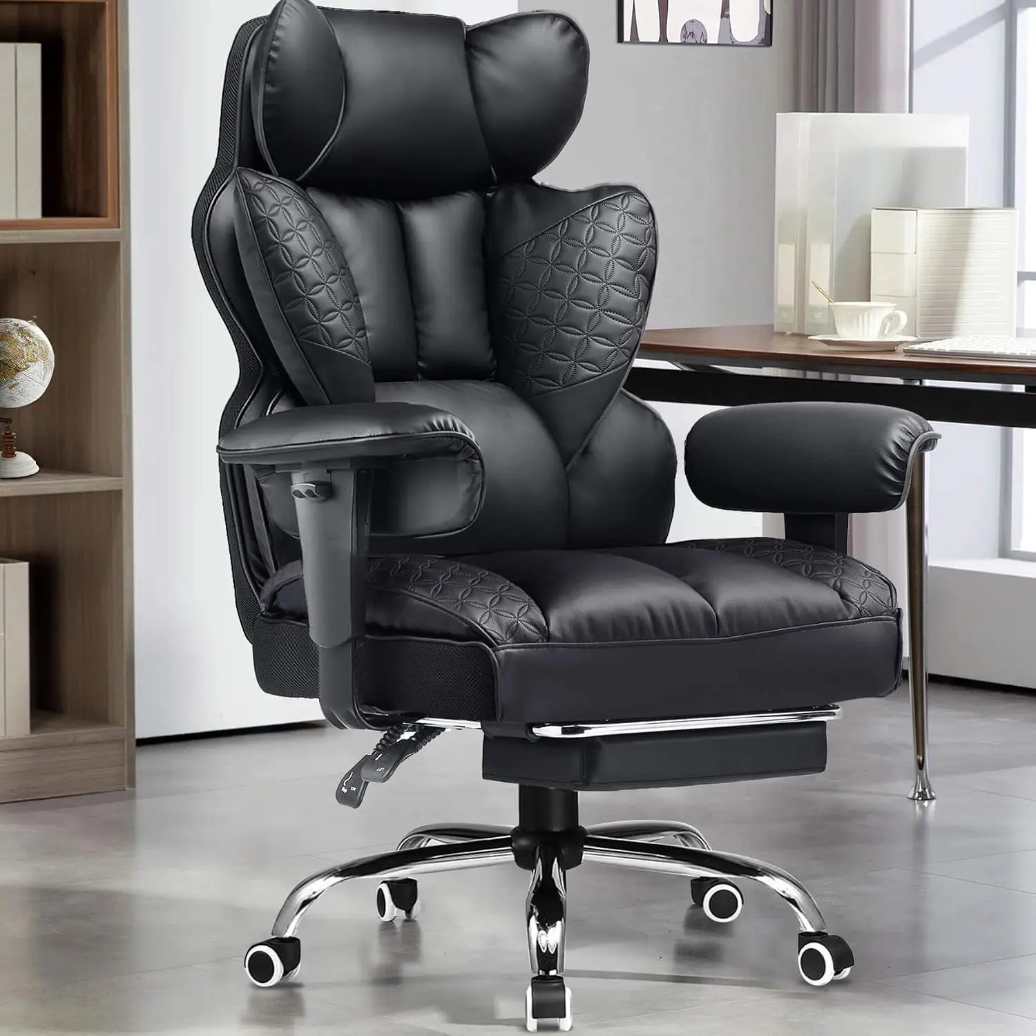 GTPLAYER Big and Tall Gaming Chair 400lbs Heavy Duty Office Chair with Footrest, High Back Pocket Spring Lumbar Support, Ergonomic Wide Comfy Seated Cushion for Lower Back Pain Relief,