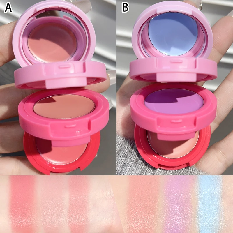 3 Color Pure Nude Blush Highly Pigmented Cream Texture for A Bright Healthy Glow Lightweight Smooth Blendable Long-lasting Blush