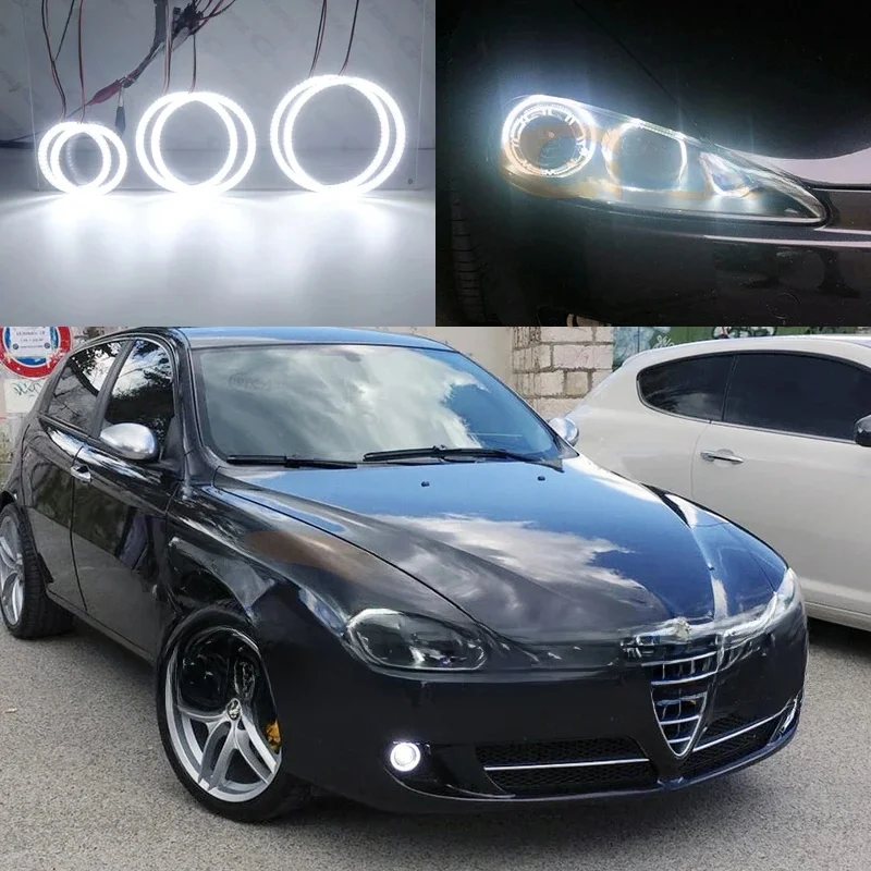 Dla Alfa Romeo 147 2005 2006 2007 2008 2009 2010 Ultra Bright 6 PCS LED Angel Eyes Kit Halo Rings Day Light — zdjęcie 2