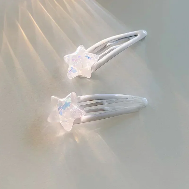 Barrettes à cheveux avec frange étoile blanche, 2 pièces, Clip latéral pour femmes et filles, doux et mignon, épingle à cheveux, Style coréen, accessoires de cheveux à la mode