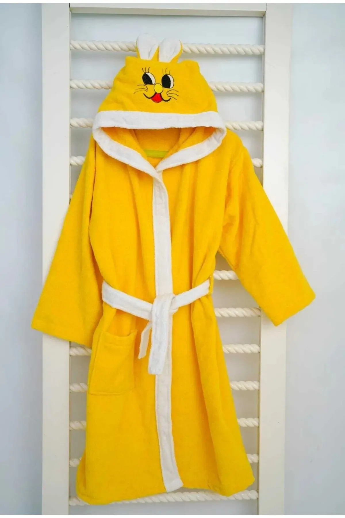 100% Cotton Eared Hooded Kids Velvet Bathrobe Set Enjoy Luxurious Comfort. For 1-2 Years