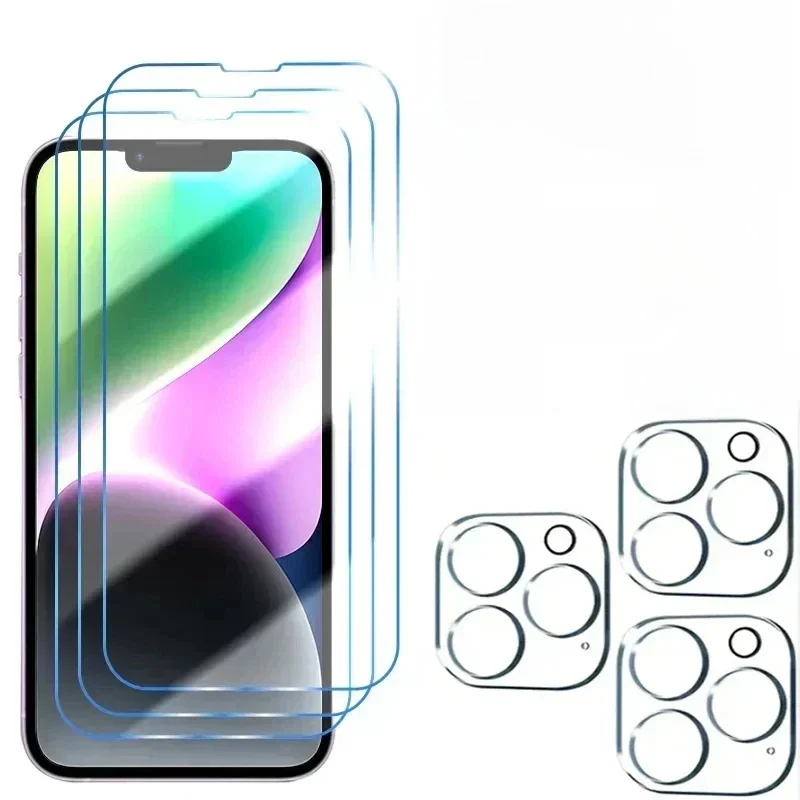 Verre trempé 6 en 1 pour iPhone 16 15 14 13 12 11 Pro Max, protecteur d'écran d'appareil photo pour iPhone 16 15 14 Plus 13 12 Mini lentille en verre