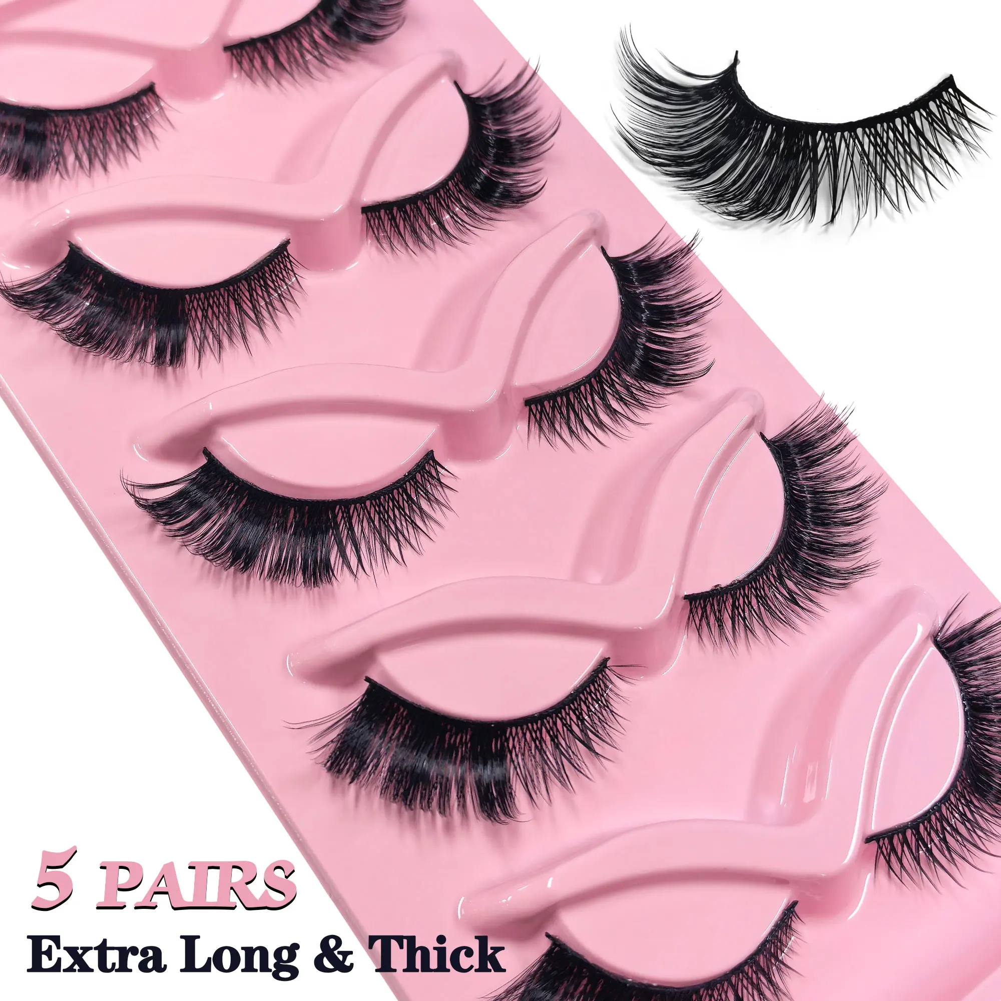 5 أزواج من الرموش الصناعية الرائعة ثلاثية الأبعاد على شكل عين القطة وعين الثعلب - سميكة وكثيفة وخفيفة الوزن ومريحة. #2