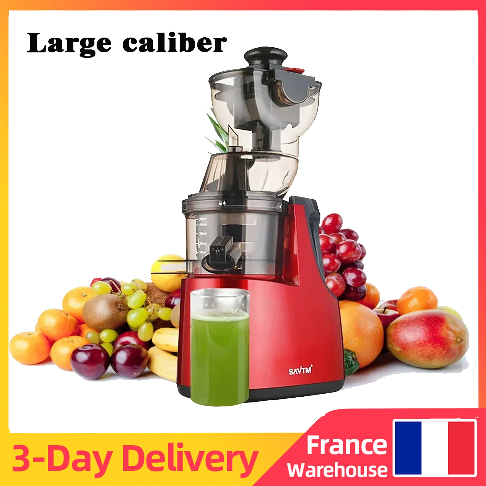 300W Multifunctional Juicer Cold Press Household Residue Separation Large Caliber  Fruit and Vegetable Juice Extractor