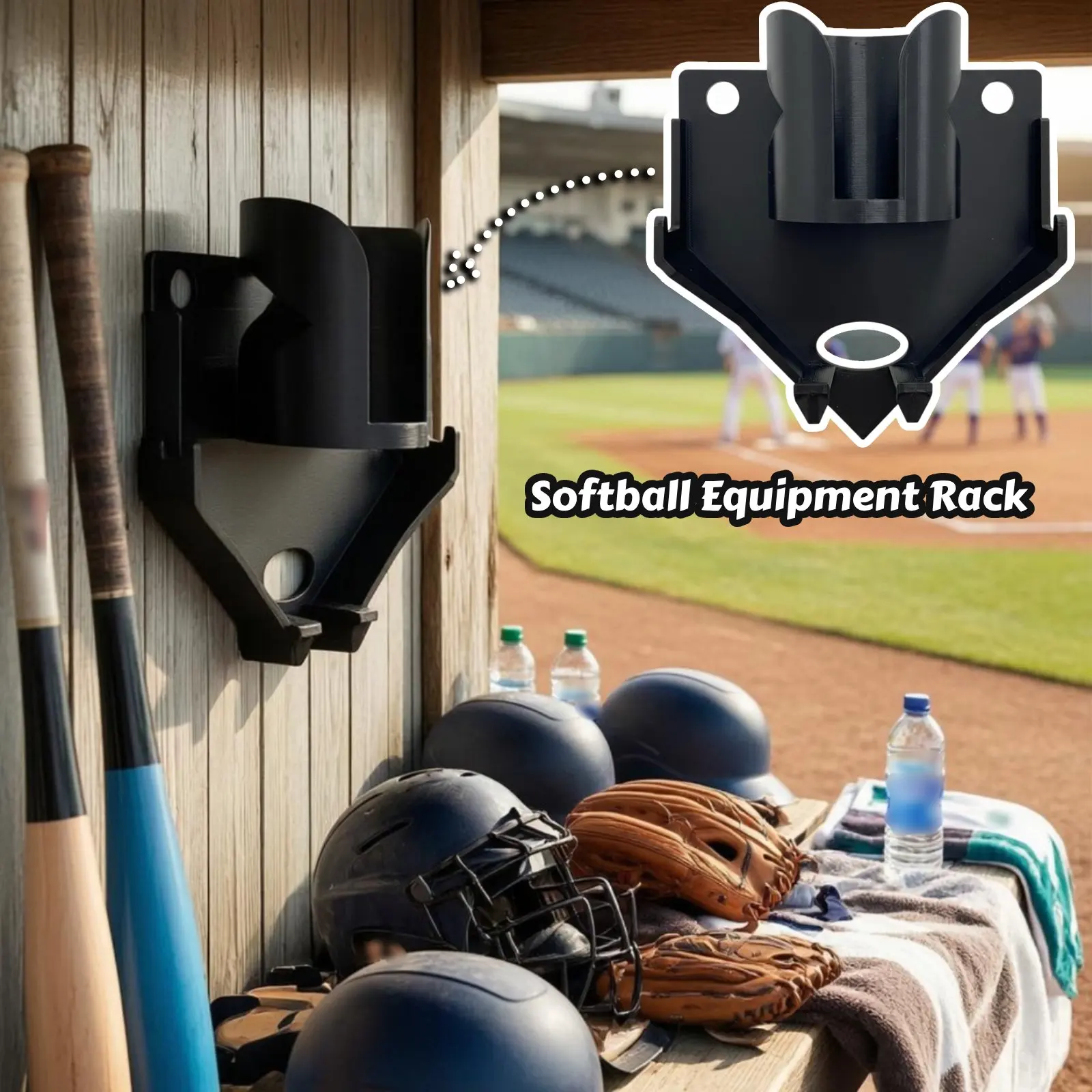 Baseball Softball Dugout Organizer with Drink Holder-Portable Fence Mount Gear Hanger for Bat Glove Keeps Dugout