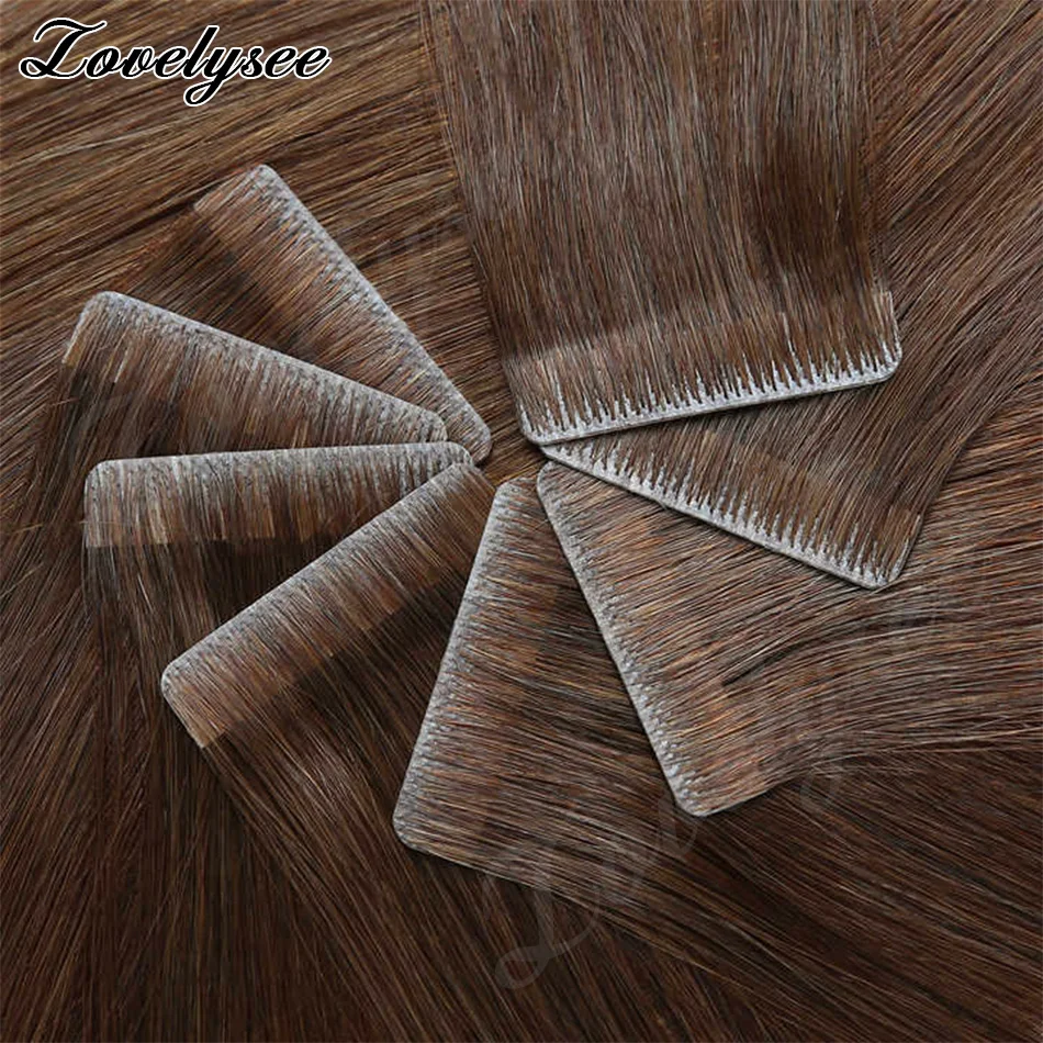 Luxurious Highlight Invisible Tape In Hair Extensions Human Hair Injection Pu Tape In Straight Hair Extensions Thick Ends