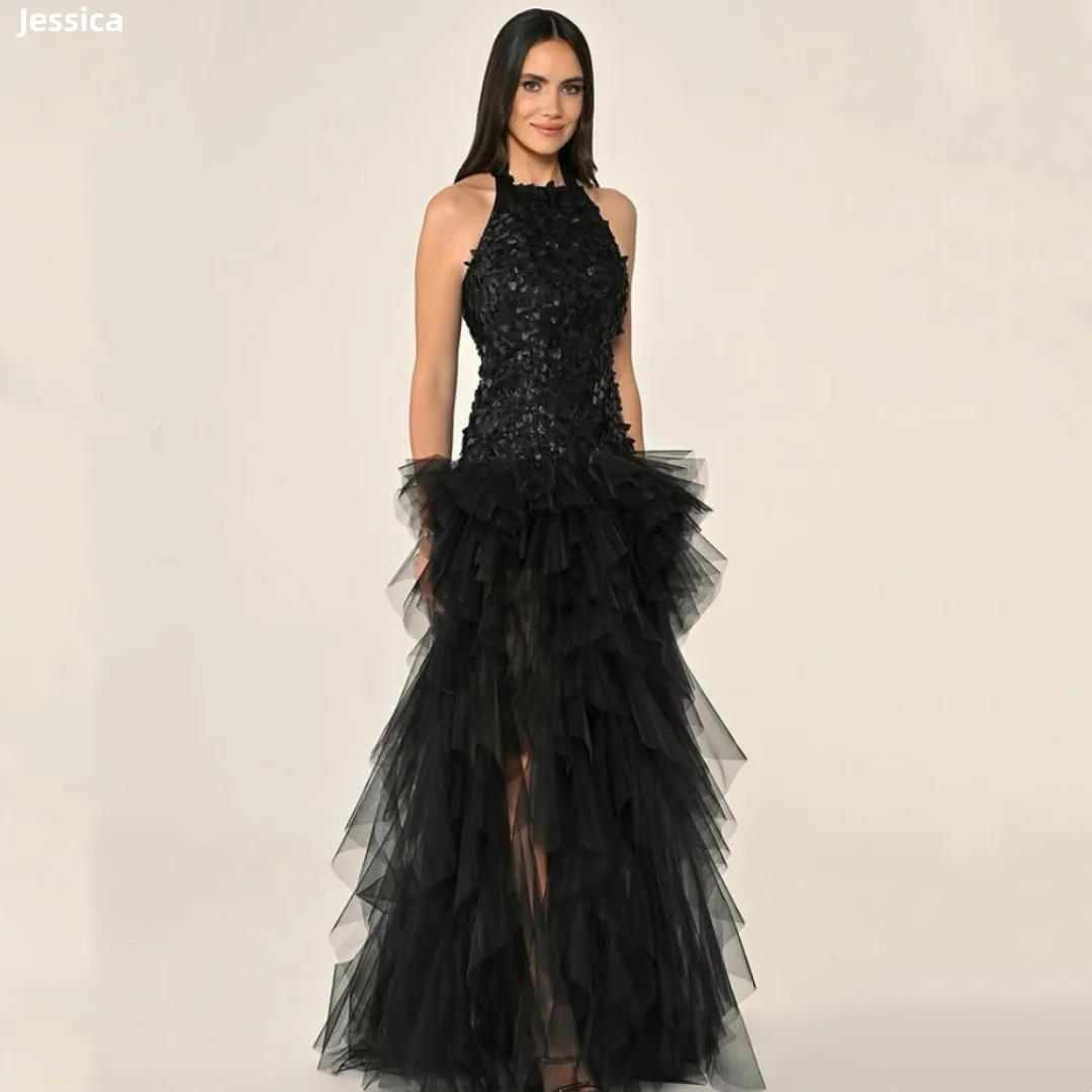 Jessica Black 3D Decalcomanie Abiti da sera Abiti da ballo multistrato in tulle attillati Abiti da festa per donna Abiti da gala personalizzati
