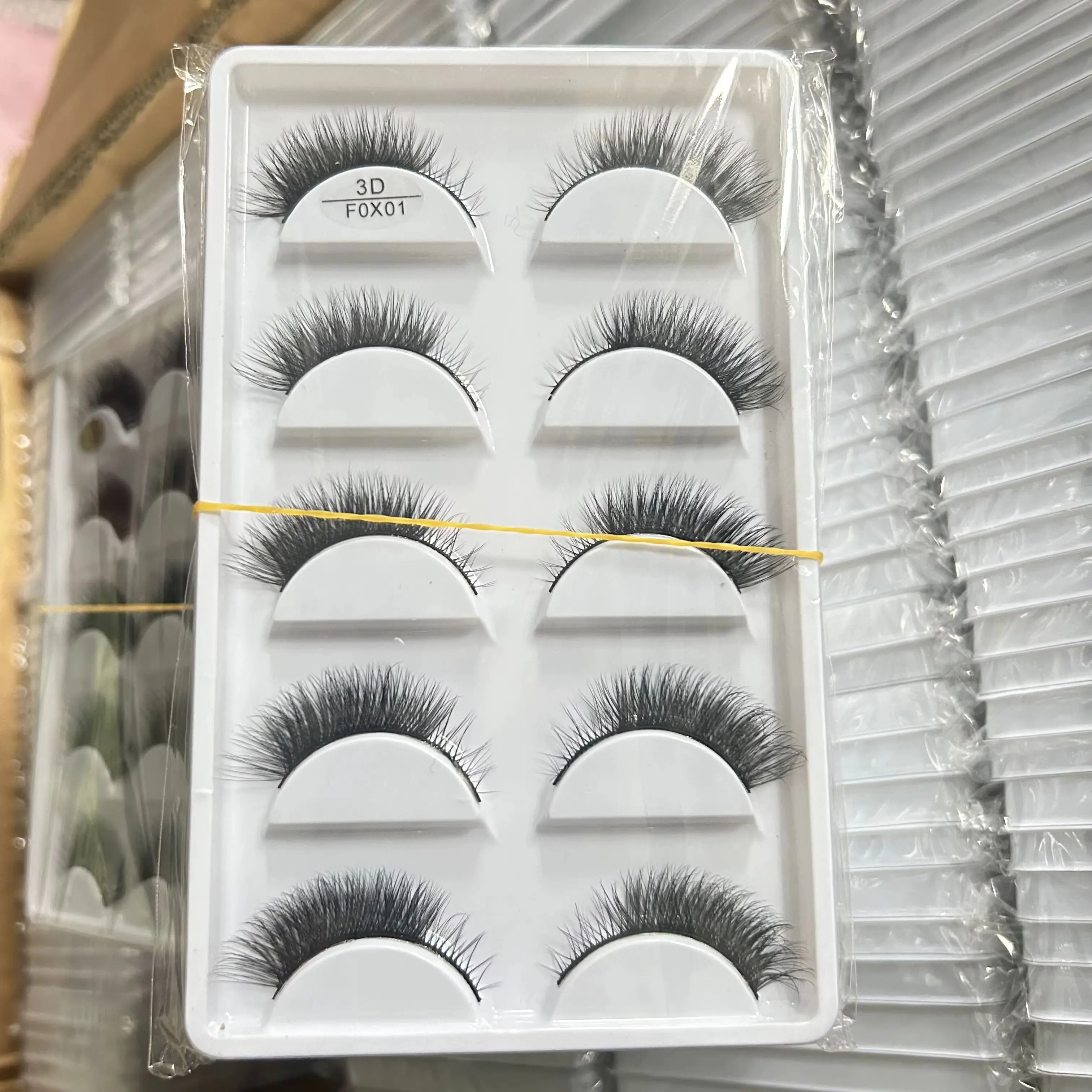 Cils Fox01 5 Pairs Soft Natural 3D Mink False Eyelashes Cat Eye Elongated Winged Lashes Faux Cils Wholesale